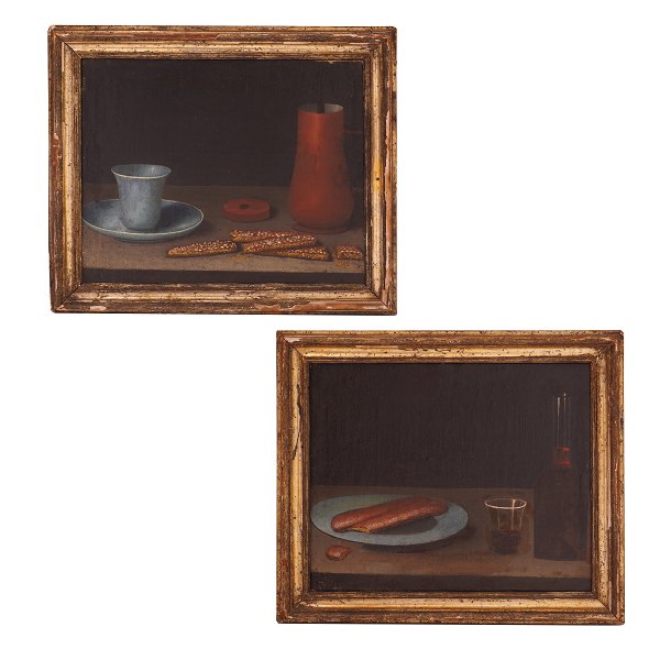 Pair of Italian stillifes, oil on canvas. Italy 2nd half of the 18th century. 
Visible size: 30x37cm. With frame: 38x45cm