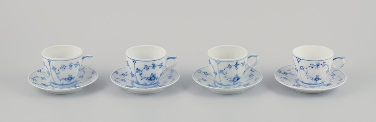 Royal Copenhagen Blue Fluted Plain.
A set of four coffee cups with saucers.