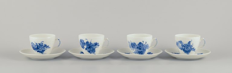 Royal Copenhagen, Blue Flower Braided, four coffee cups with saucers.