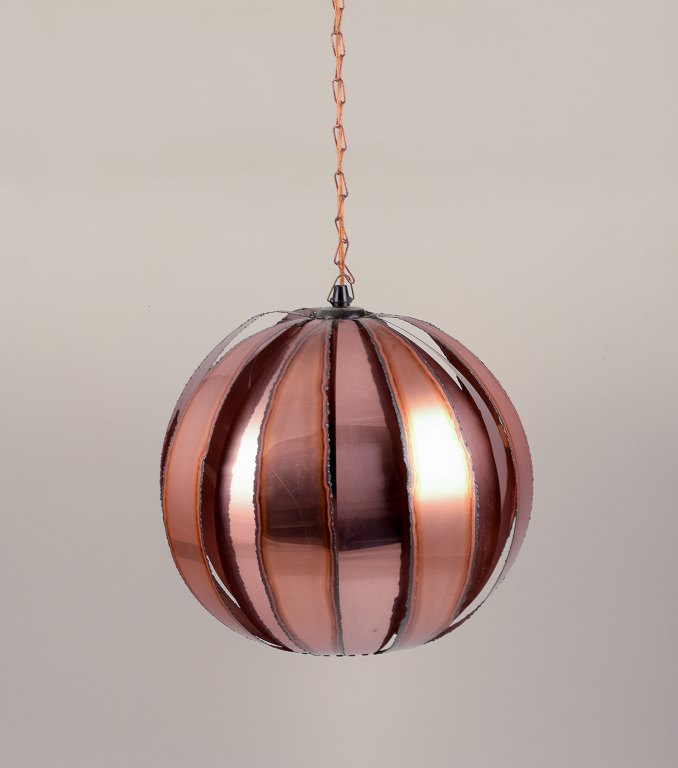 Svend Aage Holm Sørensen, spherical ceiling lamp in acid-etched copper.