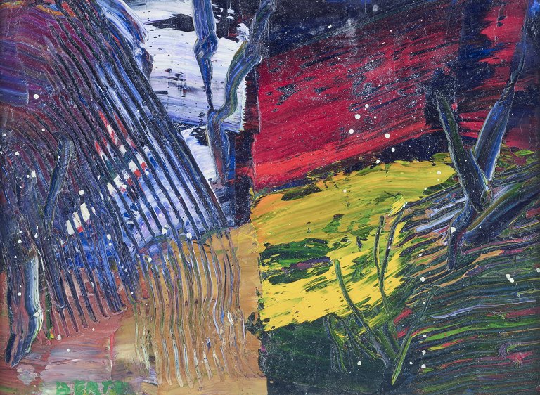 Lars Bertle (b. 1925), listed listed Swedish artist, oil on panel.
Abstract composition.