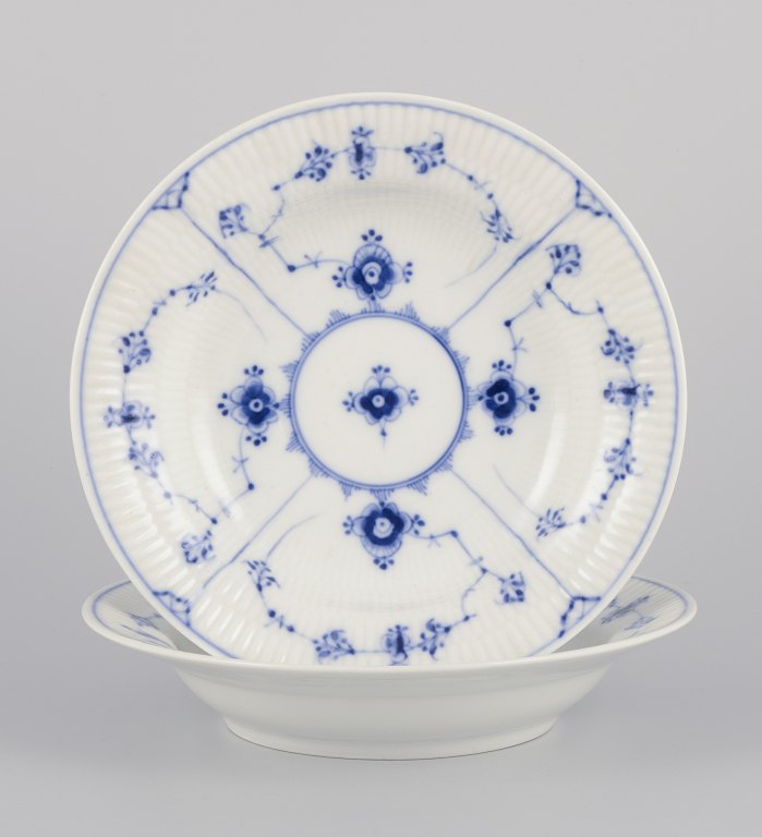 Bing & Grøndahl Blue Fluted. 
Two antique deep plates.