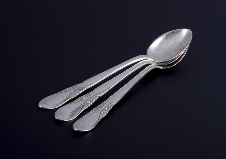 Halgreen, Danish silversmith. Three coffee spoons in hallmarked silver.