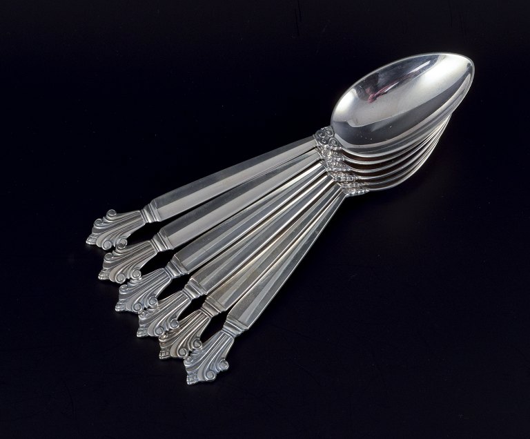 Georg Jensen "Acanthus", a set of six sterling silver tablespoons.