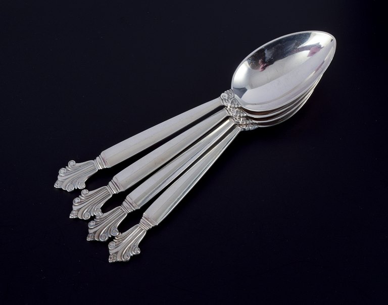 Georg Jensen "Acanthus", a set of four sterling silver tablespoons.