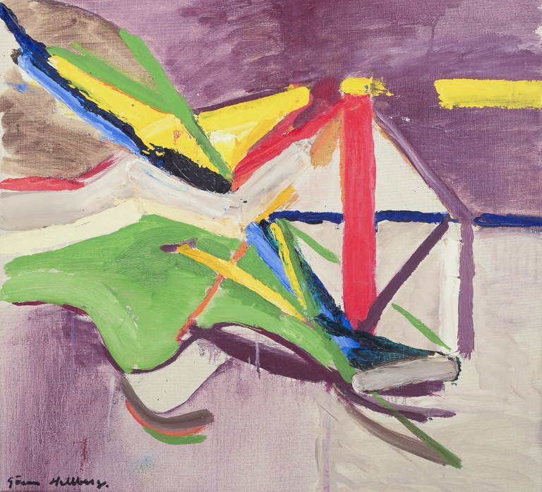 Göran Hellberg, Swedish artist.
Oil on canvas.
Abstract composition.