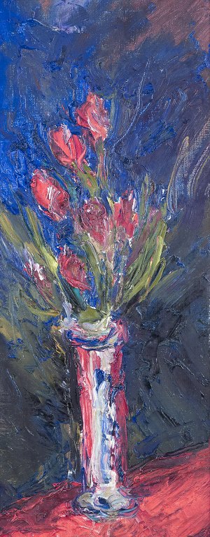 E. Ekholm, Swedish artist.
Oil on canvas.
Motif of flowers in a vase.