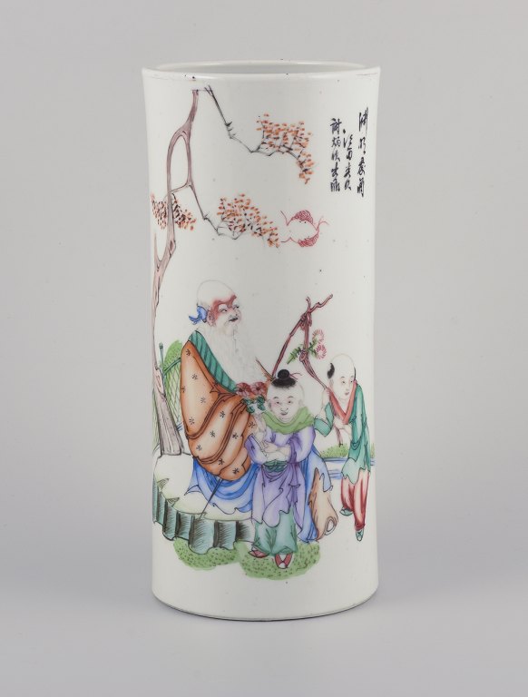 Antique Chinese porcelain brush holder.