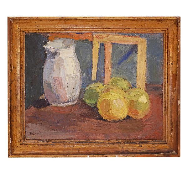 Henry Nielsen maleri. Henry Nielsen, 1907-1937, olie på plade. Stilleben. 
Signeret og dateret 1927. Lysmål: 38x49cm. Med ramme: 49x60cm