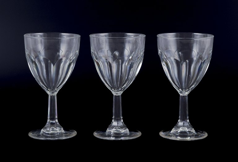 Glimma, Sweden. Three red wine glasses in crystal.