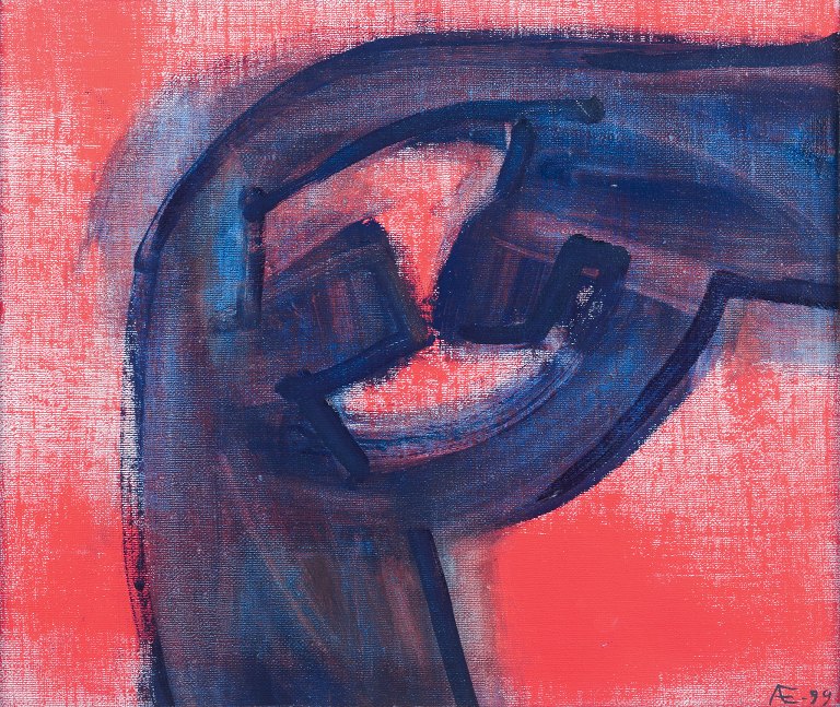 Anna Ekvall (born 1951), listed Swedish artist. 
Oil on canvas.
Abstract composition.