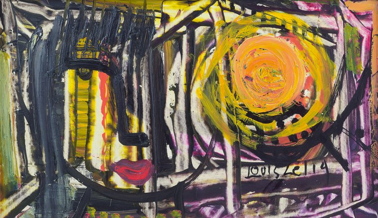 Louis Zelig (1922-1993), listed Swedish painter, oil on panel. 
Abstract composition.