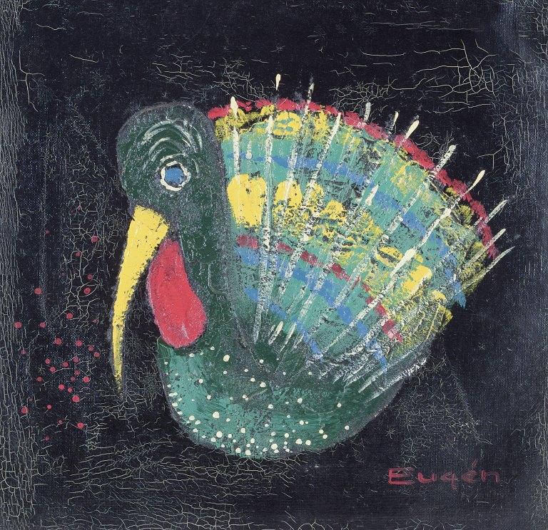 Unknown Swedish artist, oil on canvas.
Motif of bird in abstract style.