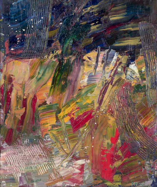 Lars Bertle, listed Swedish painter.
Oil on board.
Abstract composition.
