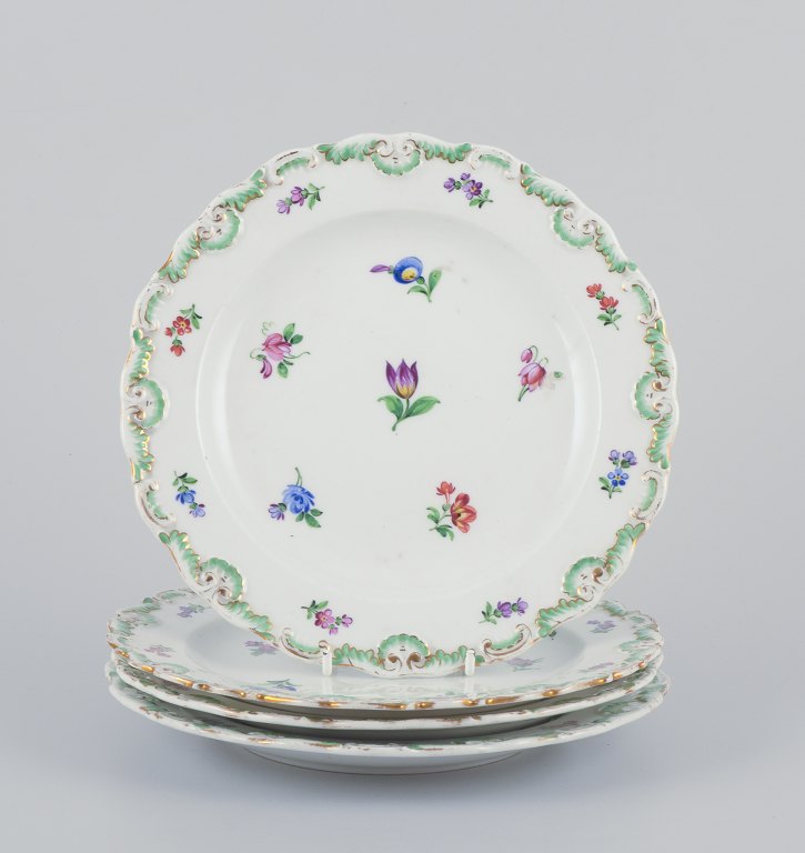 Meissen, Germany. 
A set of four antique porcelain plates.