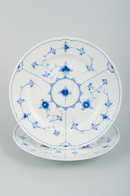 Bing & Grøndahl Blue Fluted. Two porcelain dinner plates.