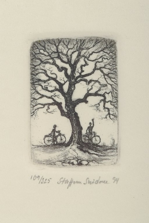 Staffan Snidare (b. 1939, Stockholm) – Swedish graphic artist.
Two People Cycling in the Forest
Medium: Lithograph.