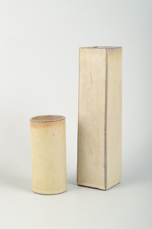 Pair of German Studio Pottery Vases, Marked “BK” over Wave.
