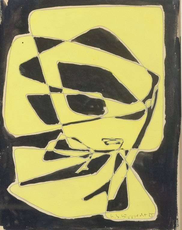 Unknown artist, Abstract artwork, 1955.
Mixed media on paper.