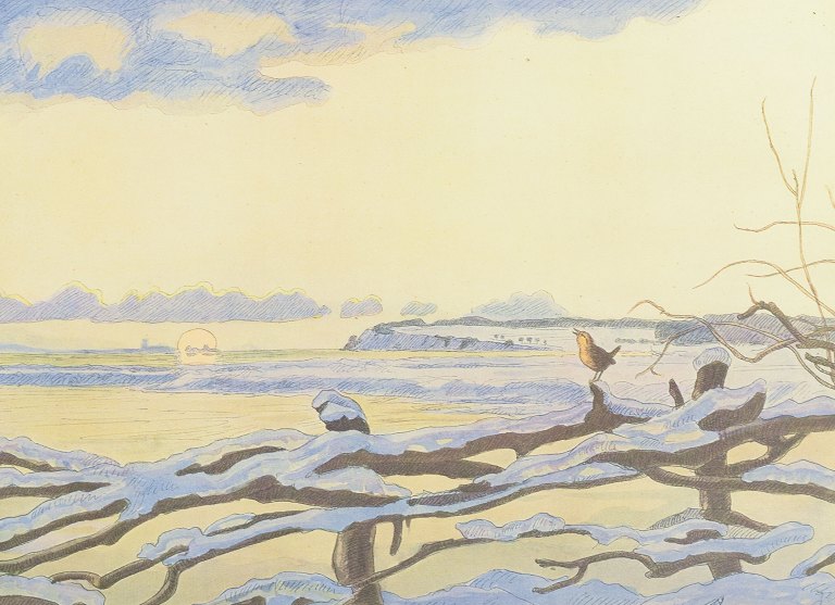 Johannes Larsen, Denmark.
"December Morning", ca. 1908. Print.