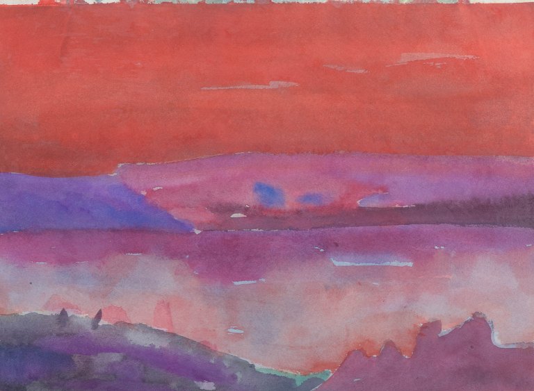 Lars Bertle (b. 1949). Afton Frösön. Watercolour on paper.