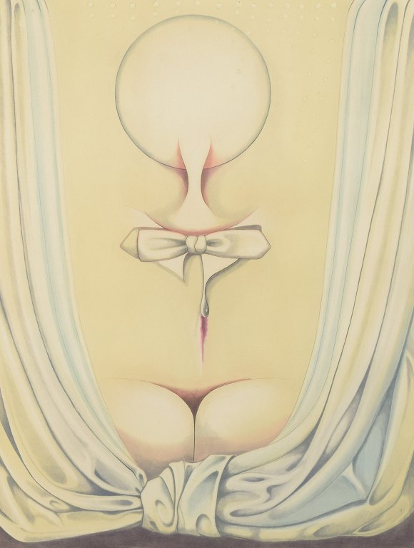 Bert Johnny Nilsson, Sweden, 1976. Color etching with a surrealist motif.
