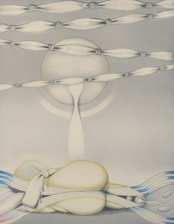 ert Johnny Nilsson, Sweden, 1976.
Color etching with surrealist forms.