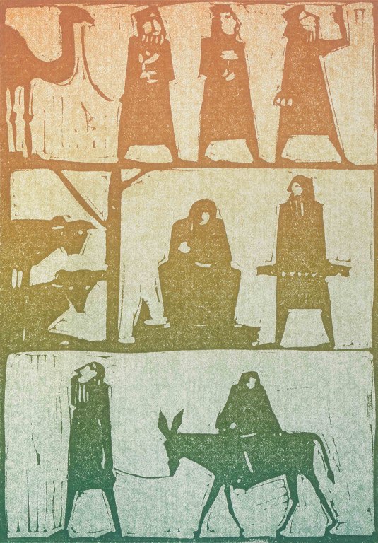 Woodcut, Åke Holm, Sweden, c. 1950s.