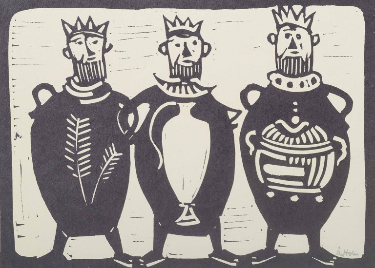 Woodcut, Åke Holm, Sweden, c. 1950s.
