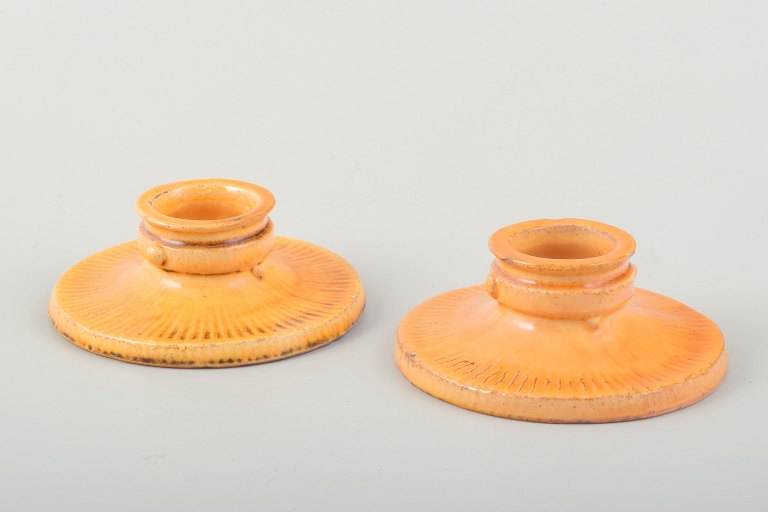 Pair of Candlesticks, Svend Hammershøi, Kähler, Denmark, c. 1930s.

