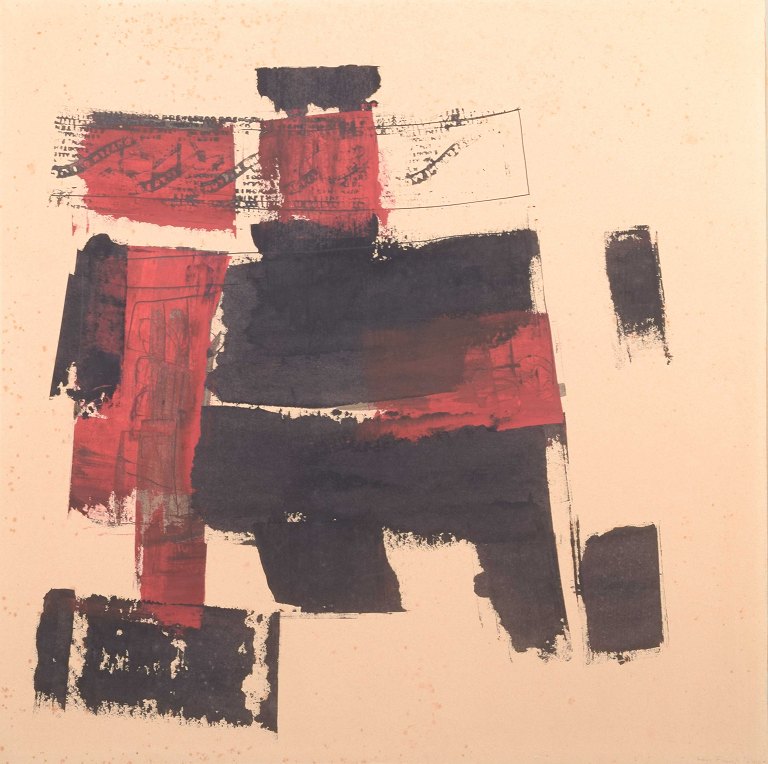 Hans Funch
Abstract composition, 1964.
Color lithograph in black and red.