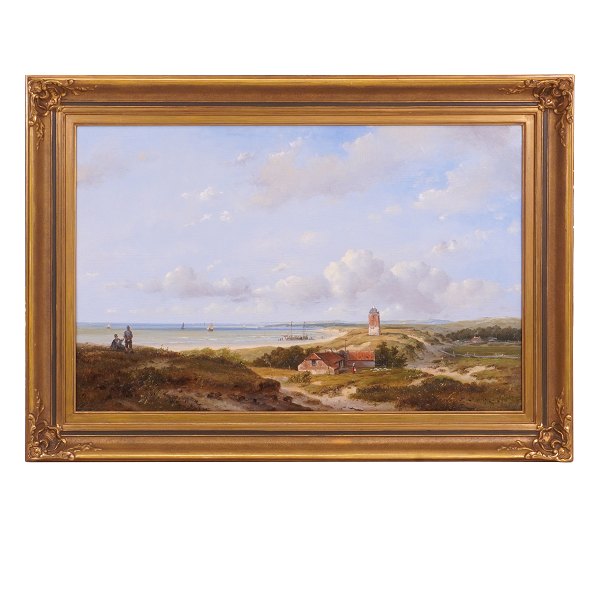 Dutch Landscape by Andreas Schelfout, 1787-1870, oil on wood. Signed A. 
Schelfout. Visible size: 44x68cm. With frame: 59x83cm