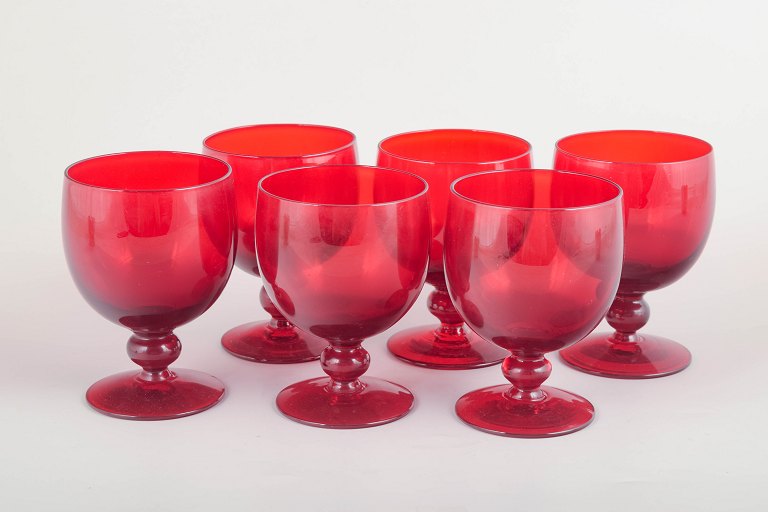 Monica Bratt for Reijmyre Glasbruk6 red wine glasses, 1950s.