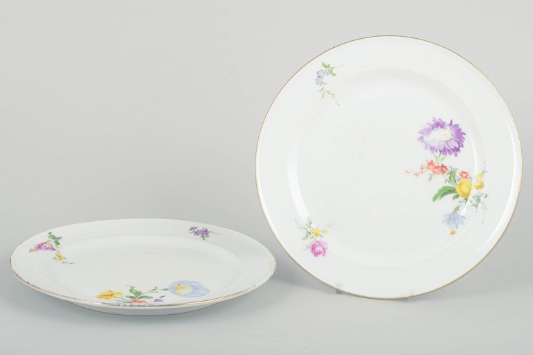 Meissen, two plates, hand-painted.