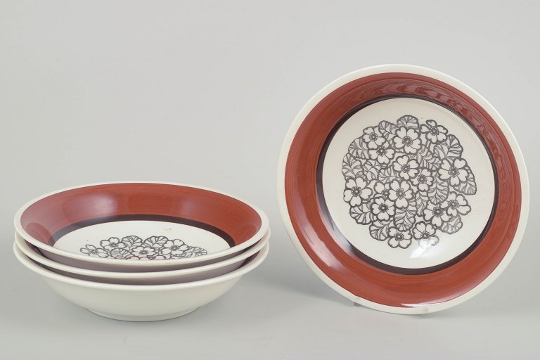 Gefle Stoneware“Agneta” deep plates, set of 4, 1970s.