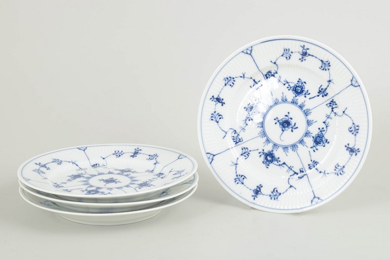 Royal CopenhagenBlue Fluted Plain salad plates, set of 4, 1970s.