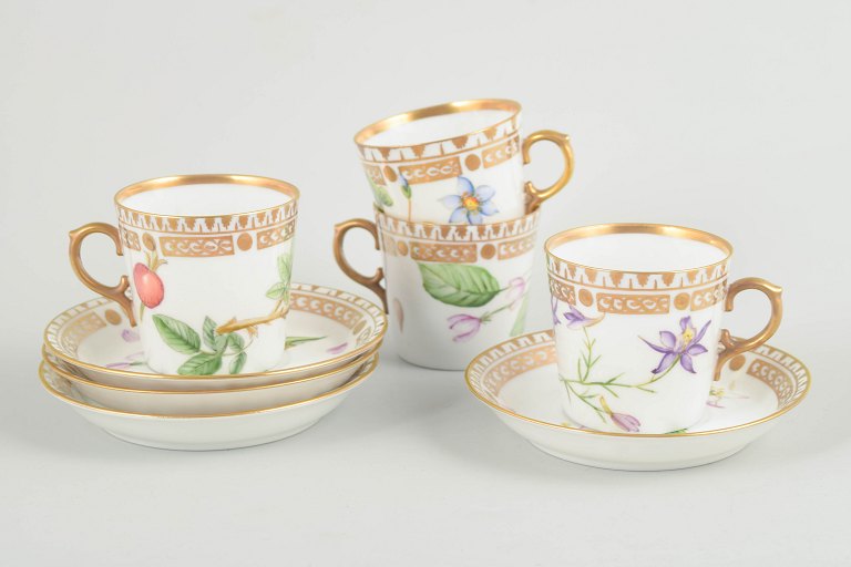 Royal Copenhagen, set of 4 demitasse cups with matching saucers.