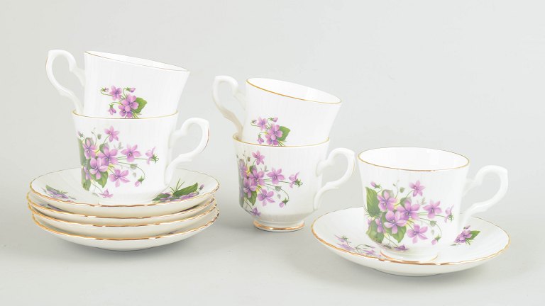 Royal Stafford, set of 5 coffee cups with saucers.