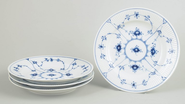 Royal Copenhagen, Blue Fluted Plain, set of 4 dinner plates.