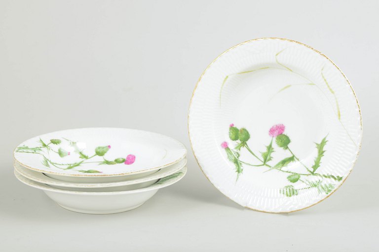 Royal Copenhagen, set of 4 antique deep pasta plates.