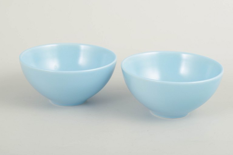 Höganäs Keramik, set of two bowls in turquoise glaze.