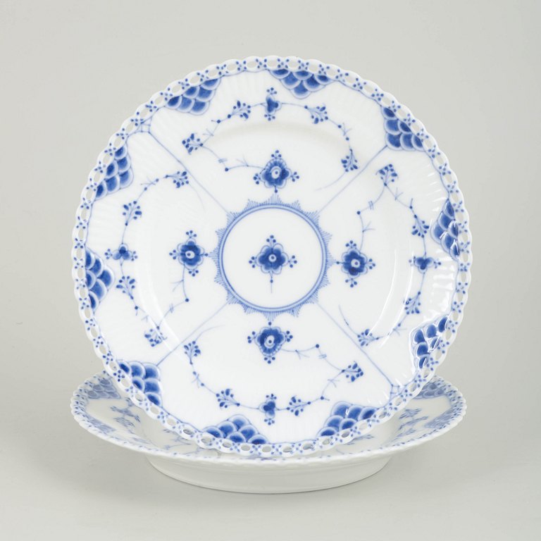 Royal Copenhagen Blue Fluted Full Lace, set of two salad plates.