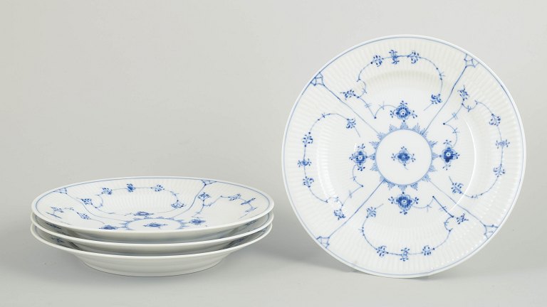Royal Copenhagen Blue Fluted Plain, set of four dinner plates.