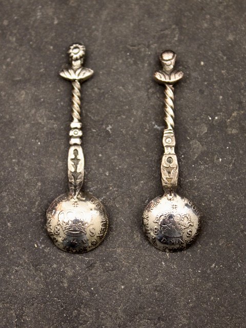 A pair of silver salt spoons