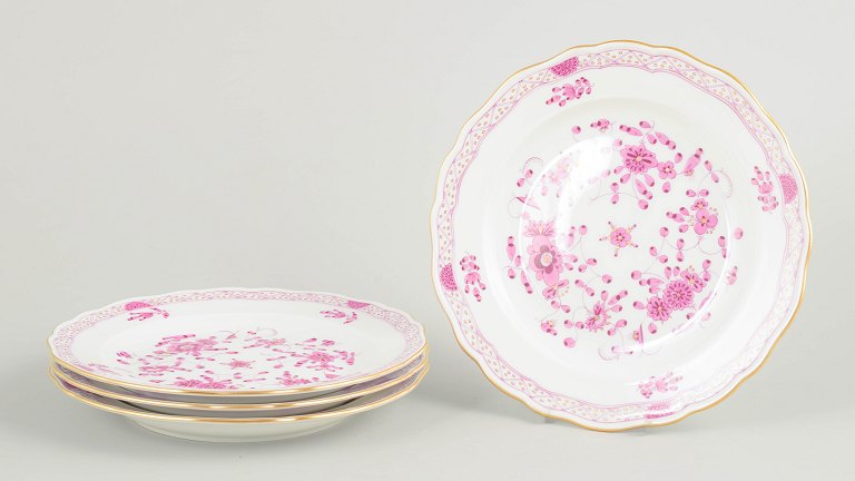 Meissen, set of four "Pink Indian flower" salad plates.