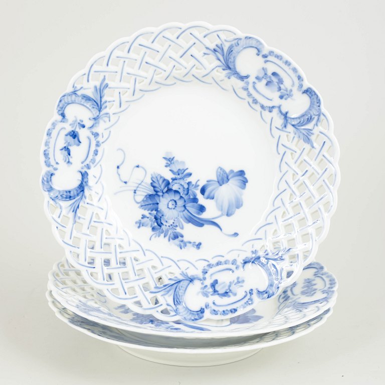 Royal Copenhagen Blue Flower, set of three lunch plates.