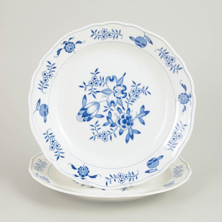 Meissen Blue Orchid,  two lunch plates.