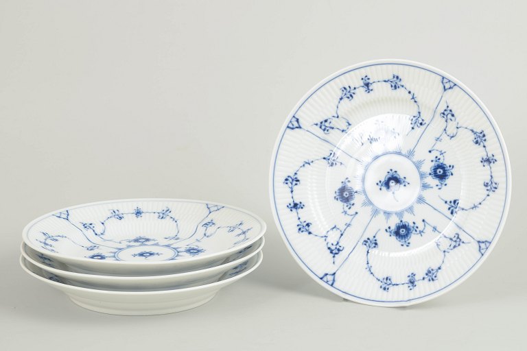 Royal Copenhagen Blue Fluted Plain set of four lunch plates.