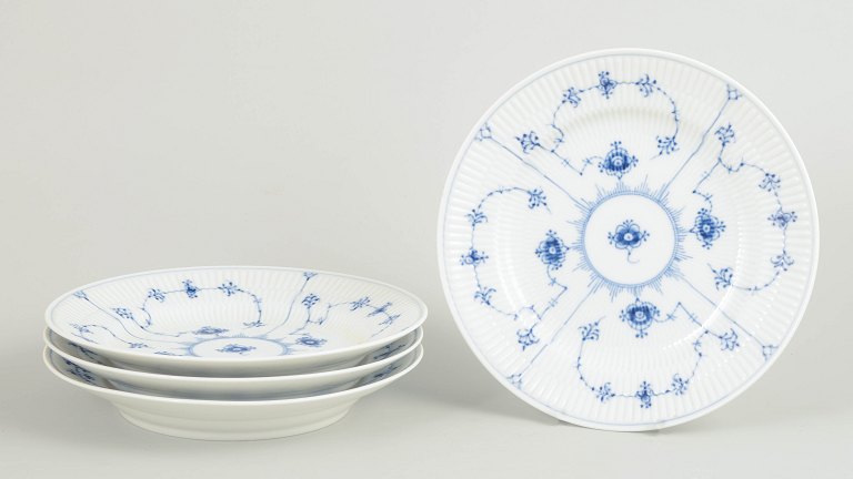Royal Copenhagen Blue Fluted Plain set of four lunch/salad plates.