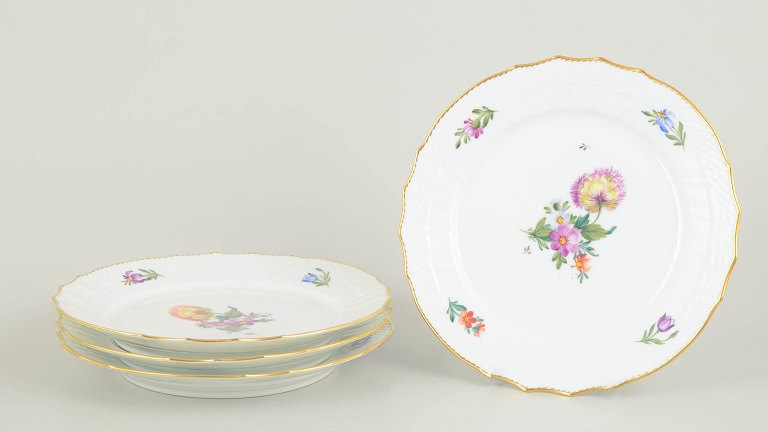 Royal Copenhagen, Saxon Flower set of four lunch plates.